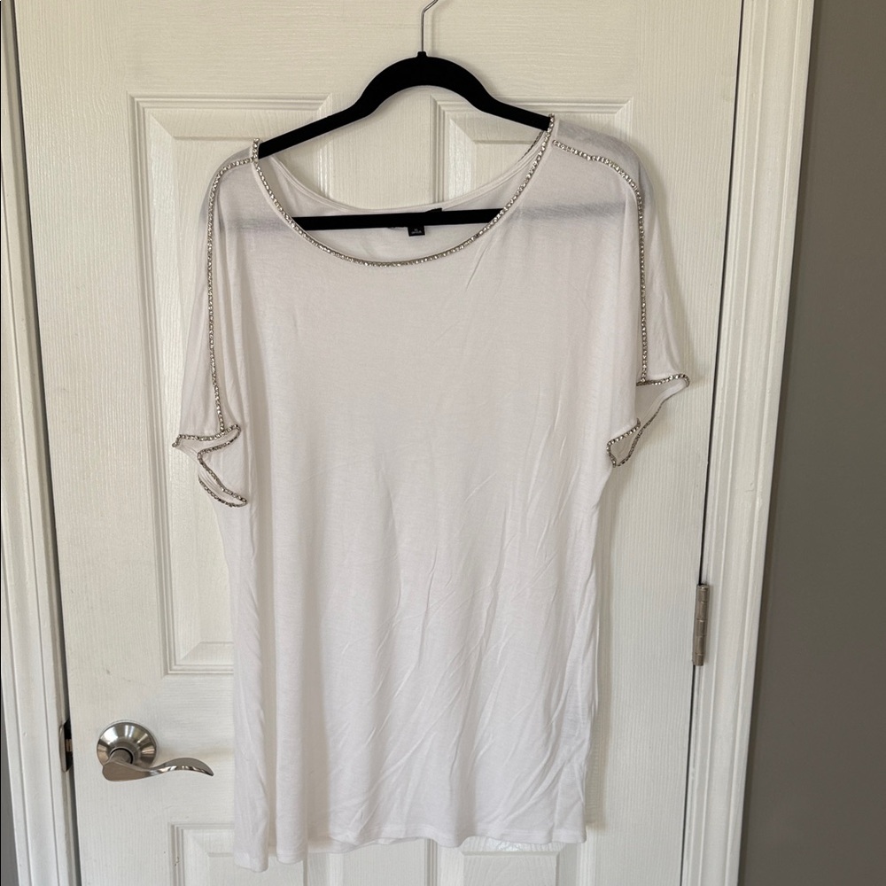 INC International Concepts White Short Sleeve Top